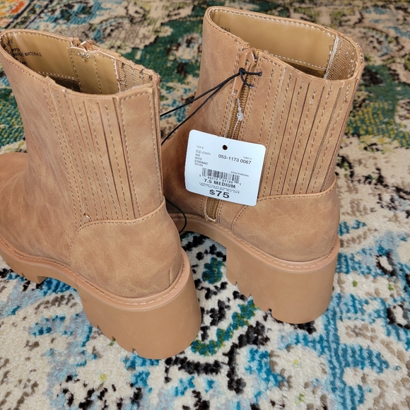 NWOB A.N.A Brown Taupe Zip Up Moto Combat Maria Cognac‎ Boot, Multiple Sizes - Picture 5 of 7